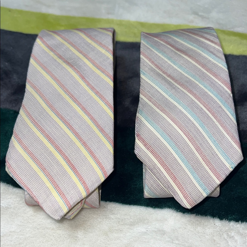 Vintage Mario Valentino Pastel Striped Men's Tie Set